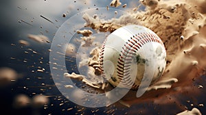 Generative AI, baseball ball in dry sand explosion, Pitchers Mound