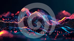 explosion of multicolor data over abstract digital landscape.