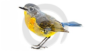 Generative AI Beautiful bird Bluefronted Redstart Phoenicurus frontalis on white background business concept.