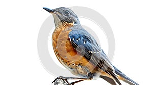 Generative AI beautiful bird Chestnutbellied Rockthrush Monticola rufiventris on white background business concept photo
