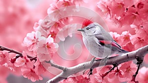 beautiful_bird_Chestnutflanked_WhiteeyeZosterops_erythropleurus_with_Cherry_blossom_1690599490411_5 photo