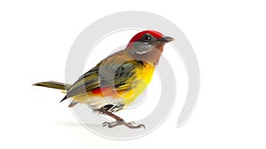Generative AI Beautiful bird Goulds SunbirdAethopyga gouldiae on white background business concept. photo