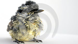 Generative AI Beautiful Bird juvenile great tit Parus majoron white background business concept.