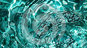 Generative AI Beautiful blue green water background Ripples on the surface Dark teal background with copy space fo