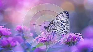 Generative AI Beautiful butterfly perching on verbena flower business concept.