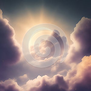 Generative AI: Beautiful sky and clouds in soft pastel color. Soft cloud in the sky background