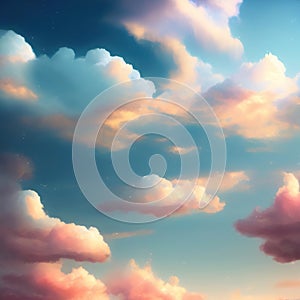 Generative AI: Beautiful sky and clouds in soft pastel color. Soft cloud in the sky background