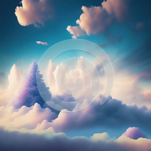 Generative AI: Beautiful sky and clouds in soft pastel color. Soft cloud in the sky background