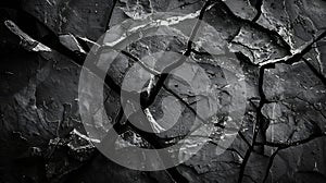 Generative AI Black grunge background Texture of cracked stone surface Black rock grunge background with copy spac