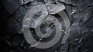 Generative AI Black and white background Black stone texture Old concrete wall with cracks Web banner Dark grunge