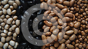 Generative AI Blackeyed bean or Cowpea and Bambara ground nut or Mung bean business concept. photo