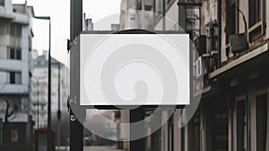 Generative AI Blank billboard sign mockup in the urban environment, on the facade, empty space to display your adv