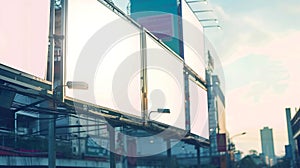 Generative AI Blank billboards city for new advertisement commercial concept idea vintage background large LCD adv