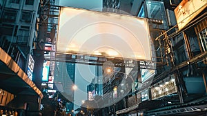 Generative AI Blank billboards city for new advertisement commercial concept idea vintage background large LCD adv