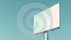 Generative AI Blank wide white billboard or large advertising display against bluegreen background  mockup Consume