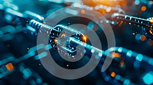 Generative AI Blockchain technology background. Cryptocurrency fintech block chain network and programming concept