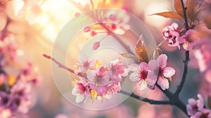 Generative AI Blossom tree over nature background/ Spring flowers/Spring Background business concept.