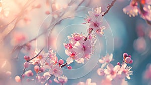 Generative AI Blossom tree over nature background/ Spring flowers/Spring Background business concept.