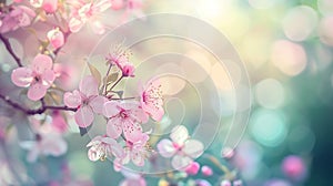Generative AI Blossom tree over nature background/ Spring flowers/Spring Background business concept.