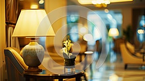 Generative AI Blur Photo of beautiful luxury  hotel interior for backgroundbokeh concept business concept.