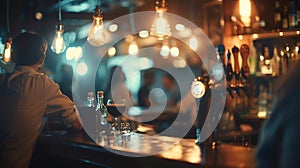 Generative AI blurred background people in the bar business concept.