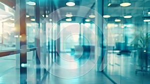 Generative AI BLURRED OFFICE BACKGROUND SPACIOUS LIGHT BUSINESS HALL MODERN LARGE GLASS WALLED INTERIOR business c photo