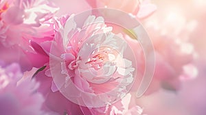 Generative AI Bouquet of stylish peonies closeup Pink peony flowers Closeup of flower petals Floral greeting card