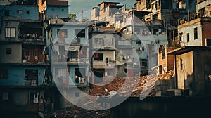 Generative AI, Brazilian favelas community, panoramic view with many houses
