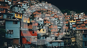 Generative AI, Brazilian favelas community, panoramic view with many houses