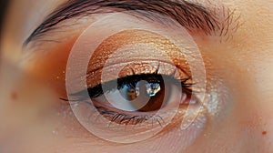 Generative AI Brown Eye Makeup Eyes Makeup Beautiful Eyes Make up detail perfect beauty eyebrows business concept.