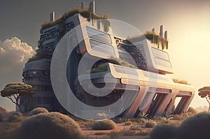 Generative AI A Building with a futuristic design