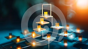 Generative AI Business hierarchy  company structure concept Business process plan and workflow automation flowchar