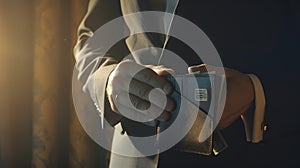 Generative AI Businessman welldressed with empty wallet business concept. photo