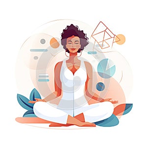 Generative AI Businesswoman Meditating on Stressful-