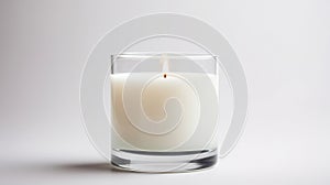 Generative AI, candle with label mockup. Aesthetic minimalistic composition