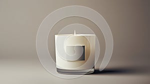 Generative AI, candle with label mockup. Aesthetic minimalistic composition