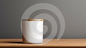 Generative AI, candle with label mockup. Aesthetic minimalistic composition