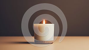 Generative AI, candle with label mockup. Aesthetic minimalistic composition