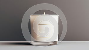 Generative AI, candle with label mockup. Aesthetic minimalistic composition