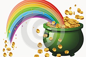 Generative AI cartoon of the pot of gold coins at the end of the rainbow