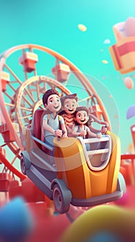 Generative AI Characters Riding Roller Coaster-
