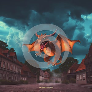 Generative ai. Charizard pokemon illustration