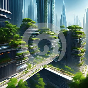 Generative AI. The city of the future. A futuristic vision of a modern city.