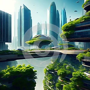 Generative AI. The city of the future. A futuristic vision of a modern city.