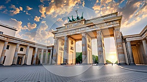 Generative AI Classic view of famous Brandenburg Gate at Pariser Platz, one of the best-known landmarks and nation