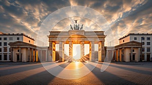 Generative AI Classic view of famous Brandenburg Gate at Pariser Platz, one of the best-known landmarks and nation