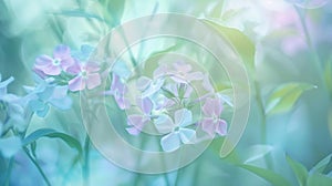 Generative AI Closedup blue flowers Phlox divaricata or woodland phlox Beautiful blurred background nature in past