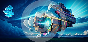 Illustration concept of cloud computing service future data storage computing power Generative Ai concept illustration