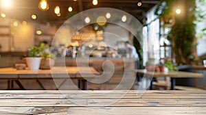 Generative AI Coffee shop or cafe restaurant interior blur for background business concept.