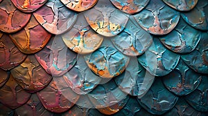 Generative AI Color Fish scale abstract pattern background Mermaid snake skin texture pattern background Fish scal